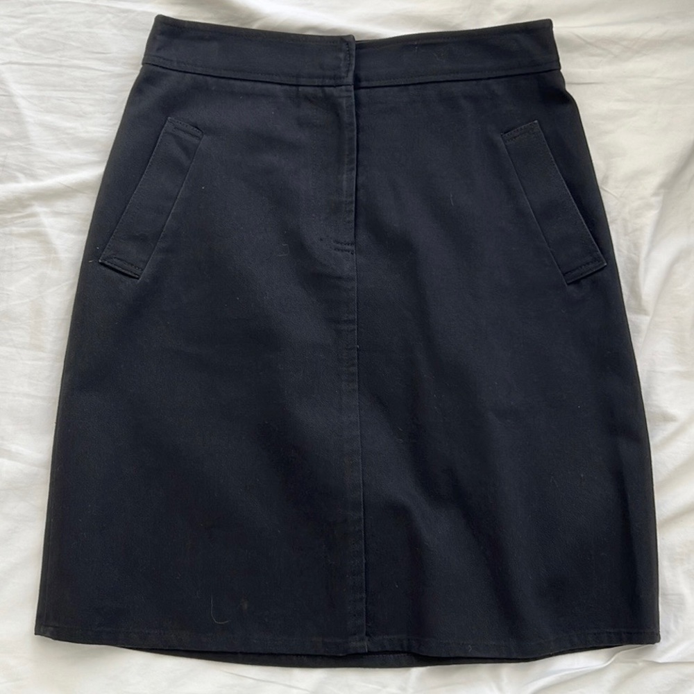 Designer Cotton Twill A-Line Mini Skirt, Black, Size XS